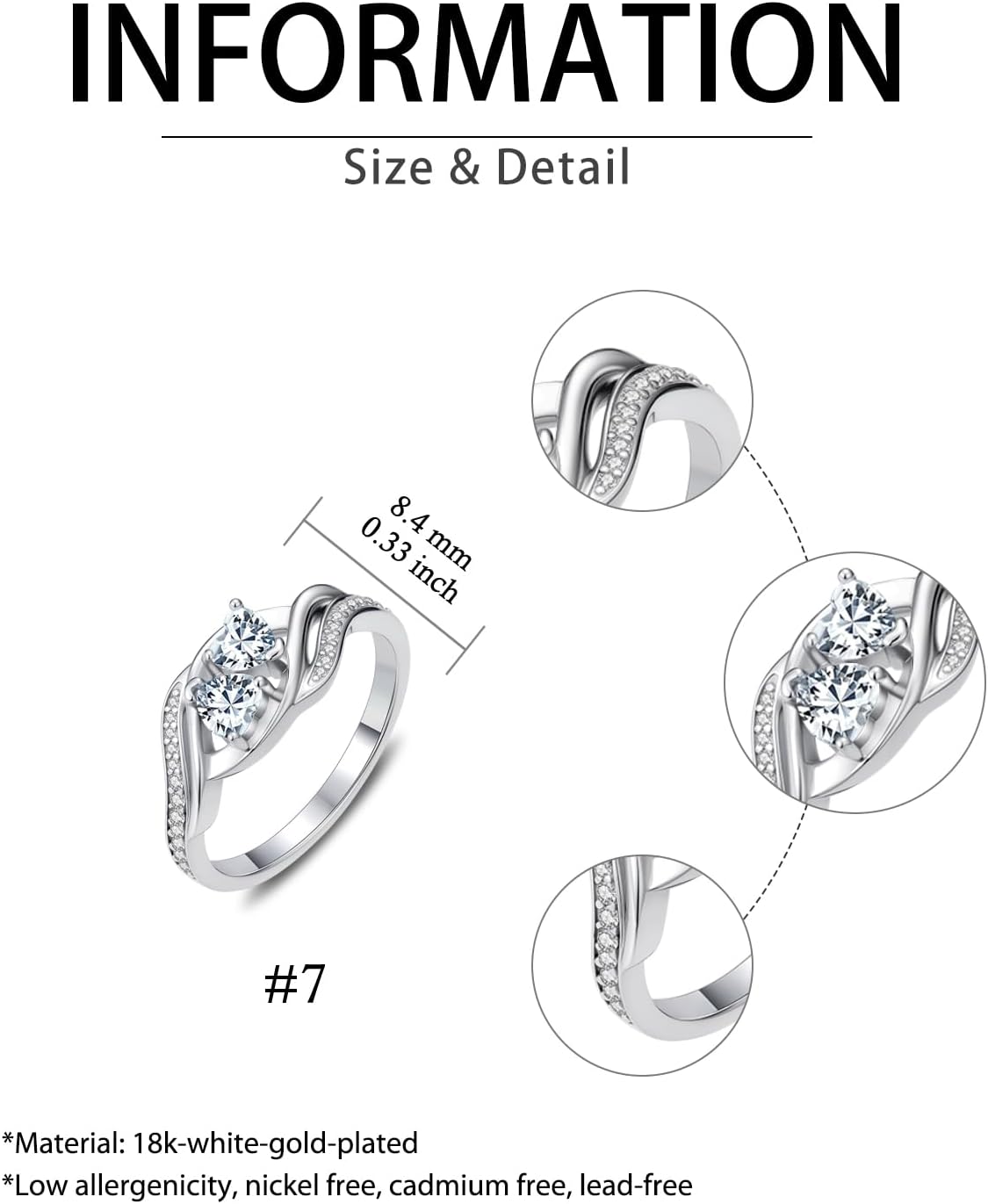 Mothers Day Gifts for Women Double Heart Birthstone Ring Statemet Engagement Eternity Wedding Promise Rings Infinity Jewelry Anniversary for Women Wife Girlfriend