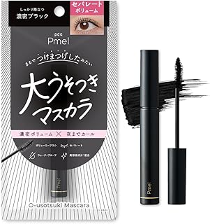 【濃密ボリューム】ピメル Pmel 大うそつきマスカラ 濃密ブラック マスカラ ありちゃん ボリューム セパレート カールキープ ウォータープルーフ ブラシ メイク