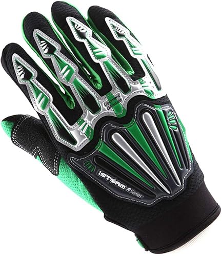 Guantes de diseño de esqueleto, para motocross, moto BMX, MX, ATV, verde, M, Verde