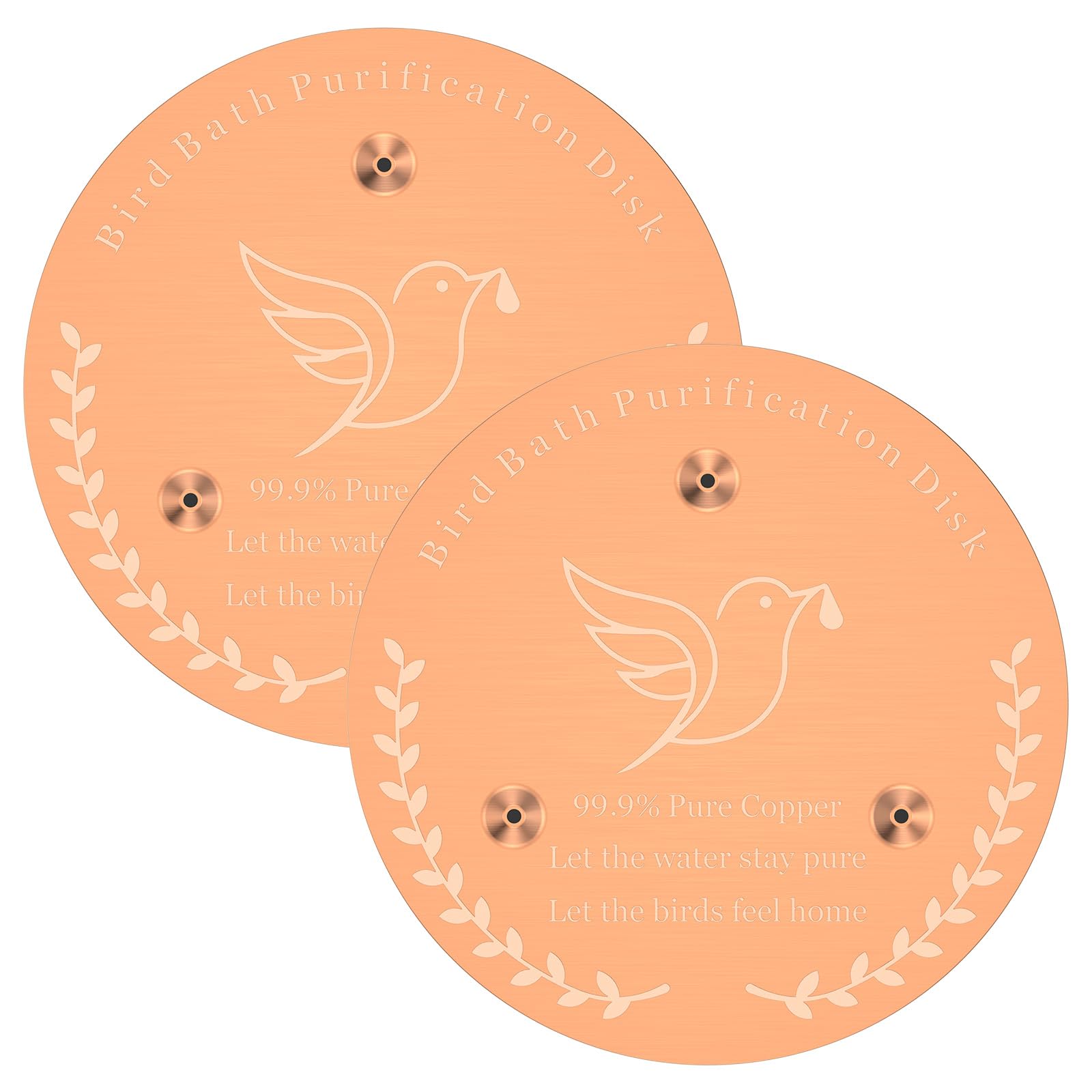 2Pcs Bird Bath Copper Disc, 99.99% Pure Copper Bird Bath Purification Disk 0.8mm Thick with Stable 3-Point Support BirdBath Cleaning Disc for Outdoor Birdbath & Fountain All-Season Cleaning (Style9)