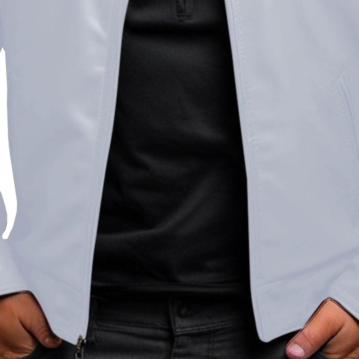 Mens Slim Stand Collar Faux Leather Jacket Long Sleeve Zip Up Biker Jackets Full Zipper Sports Coats Fall Outwear
