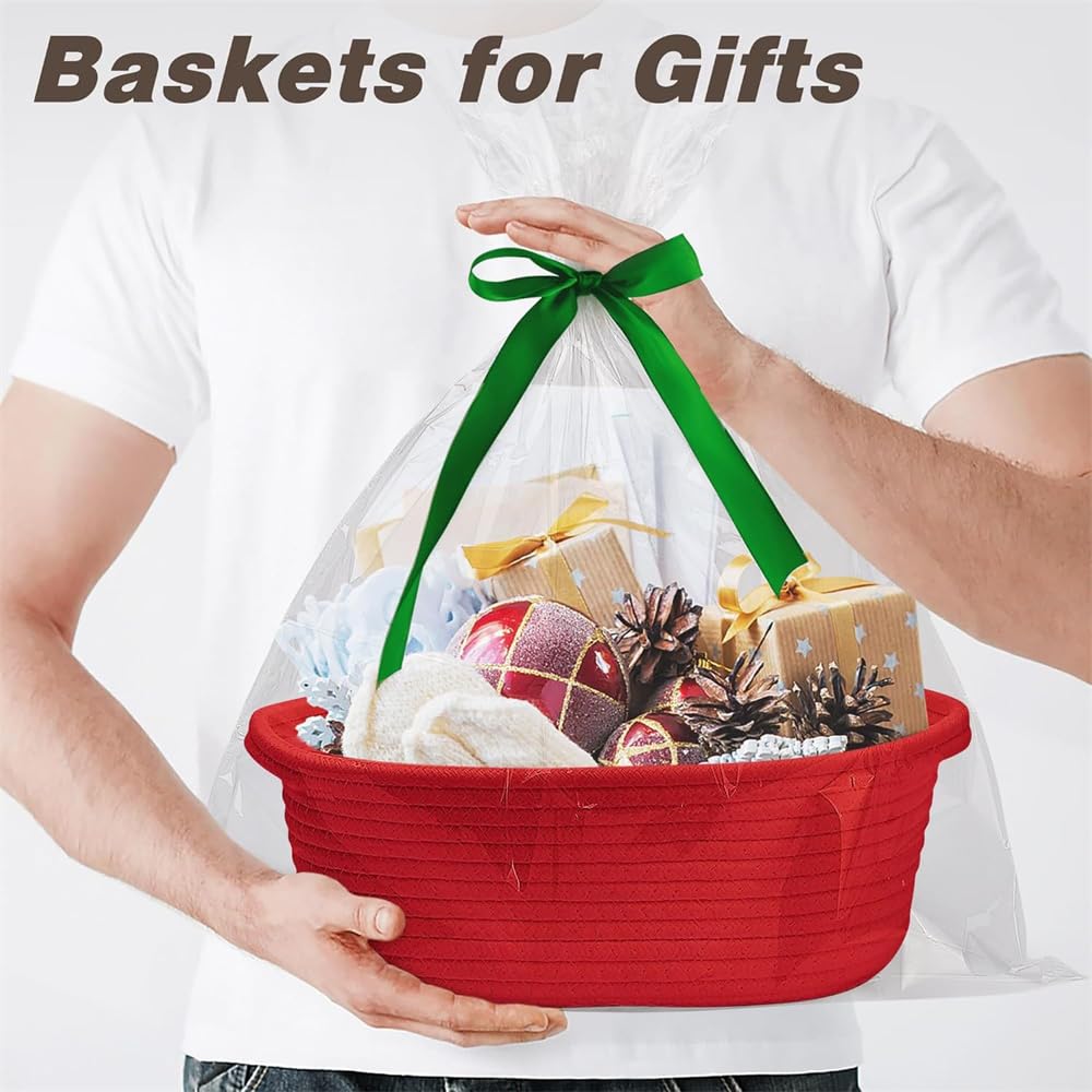 Cesto Regalo Vuoto, Cesto In Corda Di Cotone Intrecciata Con Sacchetto Regalo E Nastro Cesto Regalo Vuoto Con Manico Cesto Portaoggetti 92532548