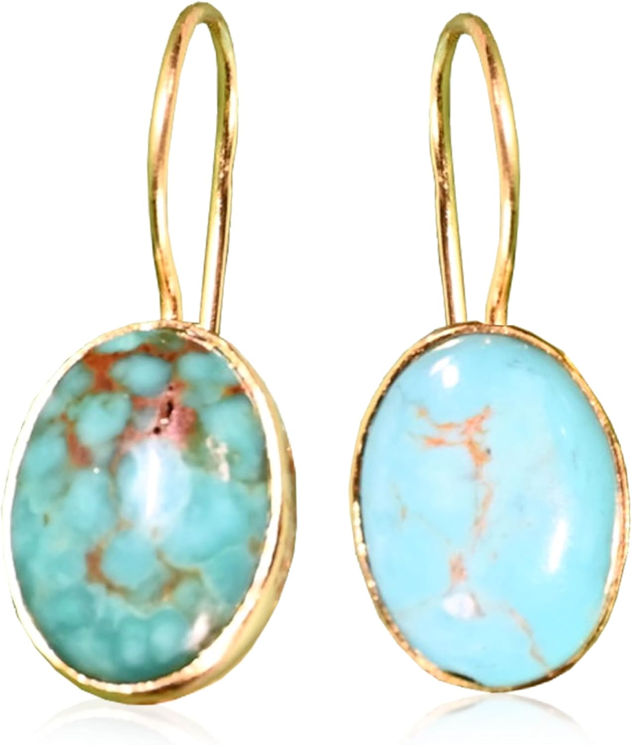 Natural Blue Turquoise Earrings-925 Sterling Silver 18K Gold - Teardrop Earrings for Women - December Birthstone Earrings - Christmas Gift for Women