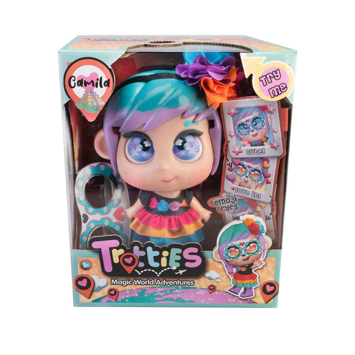 Trotties - Camila, bambola Messico Serie di Disegni con Costume Tradizionale del Paese, maschera di Catrina e Fiori sui Capelli, ragazzi e ragazze Da 3 anni, Famosa (TFT18000