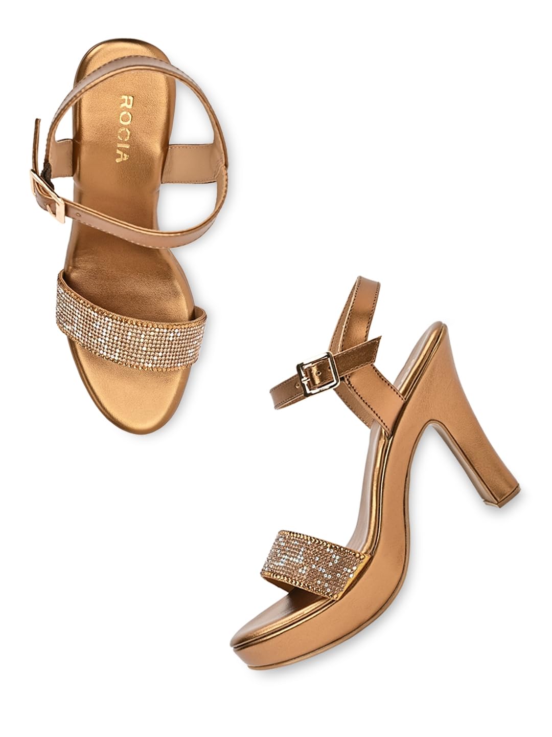 ROCIA By Regal Rose Gold Women Diamante Embellished Block Heel Stilettos (B0CZHS57WG) Amazon Price History, Amazon Price Tracker