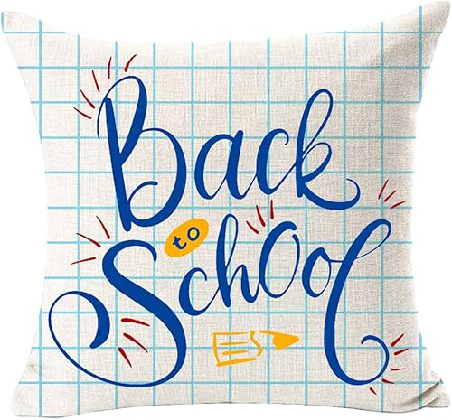 Miniatura 3 de FELENIW Juego de 2 fundas de almohada cuadradas para regalo de estudiante, para el regreso a clases, funda de cojín decorativa, material de lino y