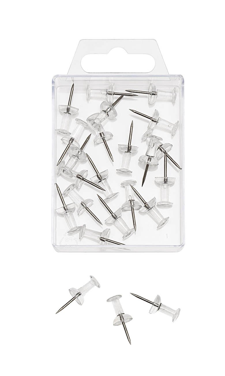 Wedo 54149 Push Pins Diabolo Shape in Transparent Box Pack of 20 Transparent