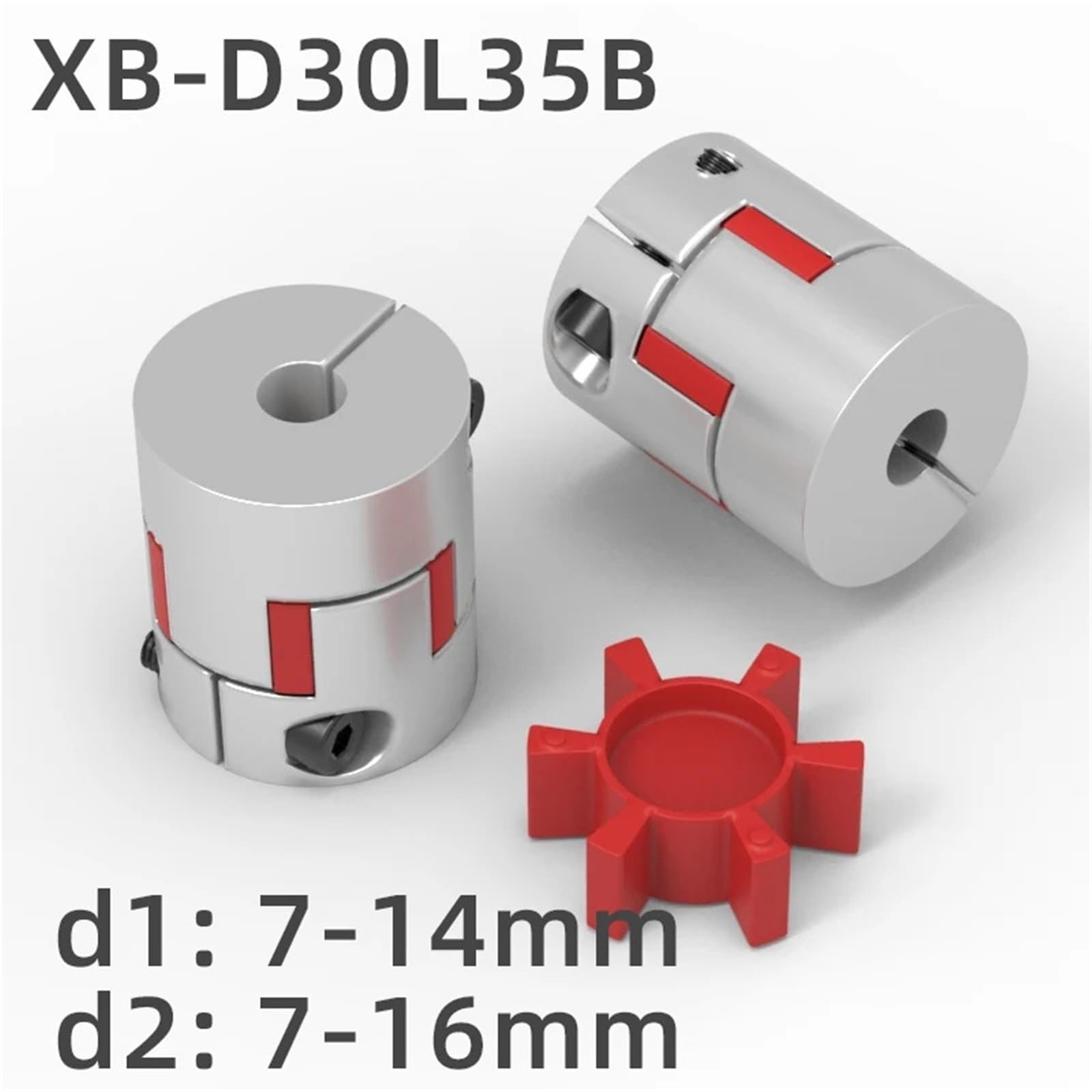 Acoplador de tres mordazas XB D30L35B, eje flexible de aluminio ciruela, conector de motor de 12/14/16 mm, 1 unidad(10mm to 12mm)