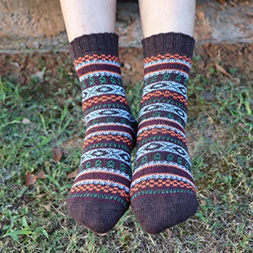 Yzkke 5Pairs Men Wool Socks Thick Thermal Hiking Winter Warm Boot Heavy Soft Cozy Socks For Cold Weather (Mul-3) #TOP4