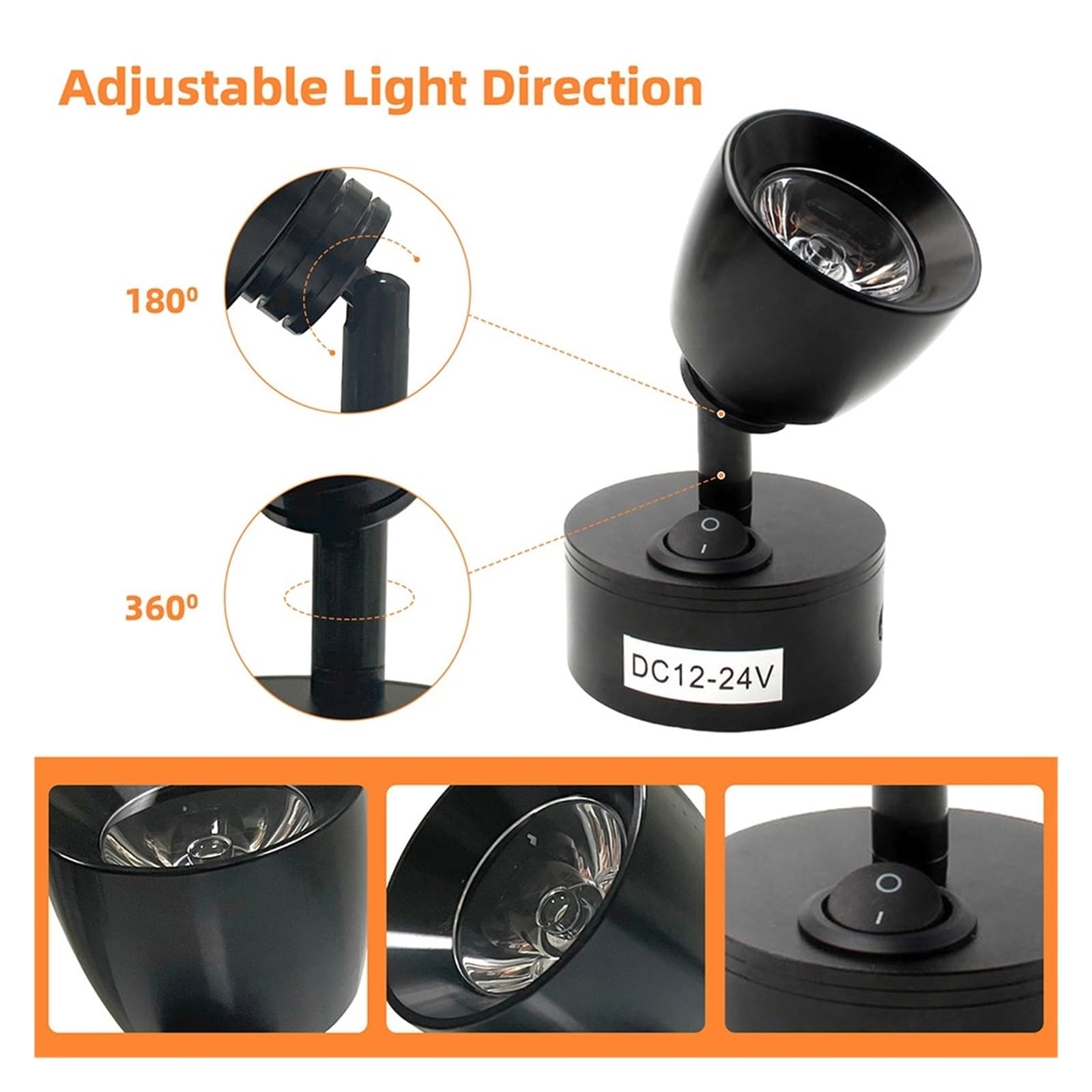Lampa LED Do Czytania W Kamperze 12-24V, Reflektor, Oświetlenie Wnętrza Samochodu, Łodzi USB, Regulowane Kinkiety Kampera I Przyczepy Kempingowej Wspaniałe oświetlenie LED(2PCS,Cold White)