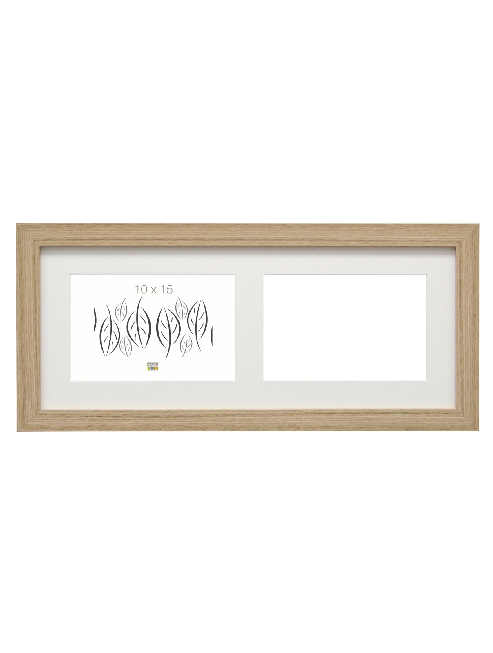 Cornice Portafoto Deknudt Rovere Con Passepartout Per 2 Foto 10x15 Cm – Legno Chiaro, Design Multiplo, 18x39,5 Cm - 2
