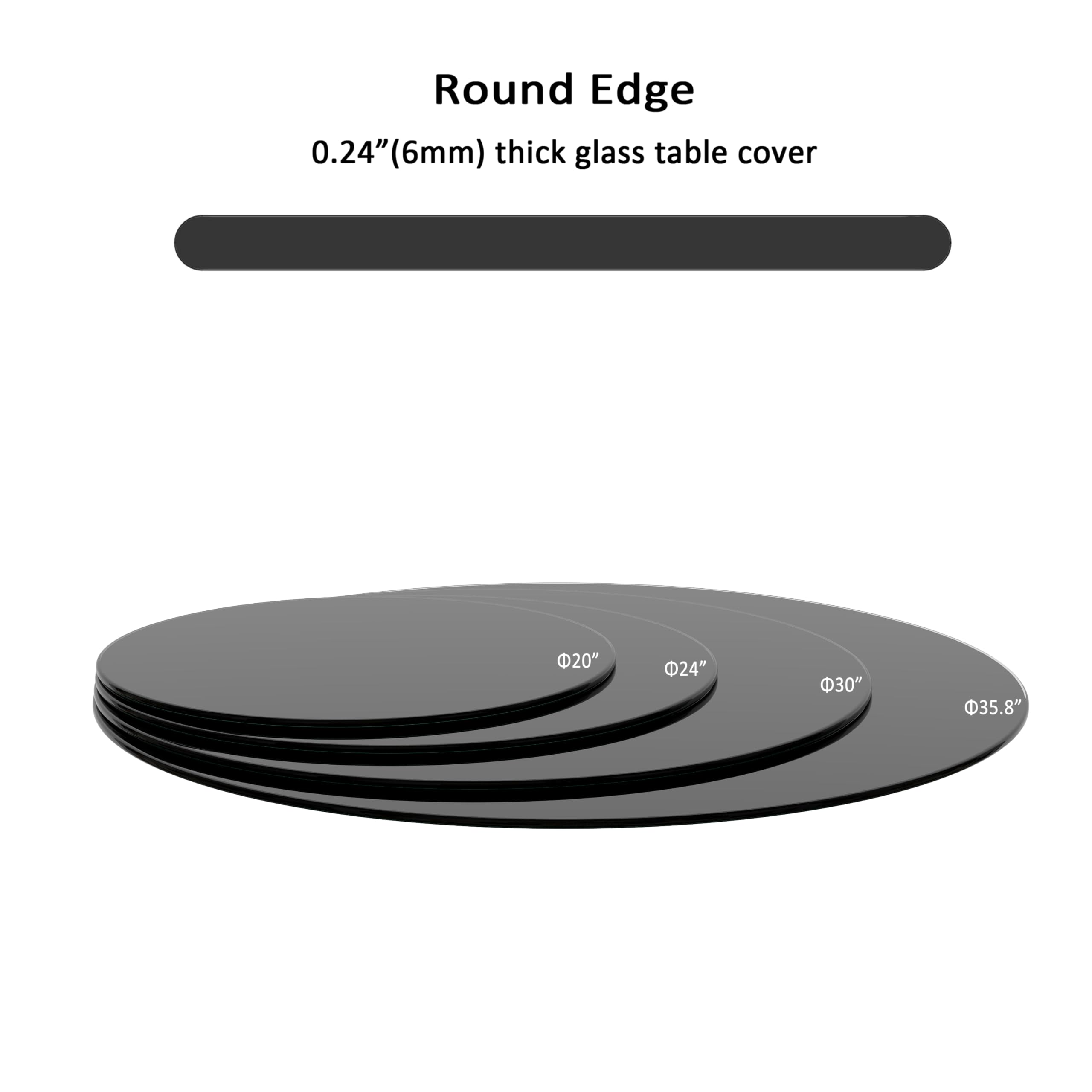 Outdoor Table Glass Round Black Tempered Glass Table Top - 38.6 Inch ...
