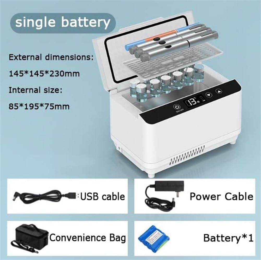 Mini lodówka USB przenośna torba na insulinę podróżna do przechowywania schłodzonych leków insulina medyczna dwuwarstwowa duża pojemność lodówka chłodząca etui na chłodziarkę insuliny(1*battery)