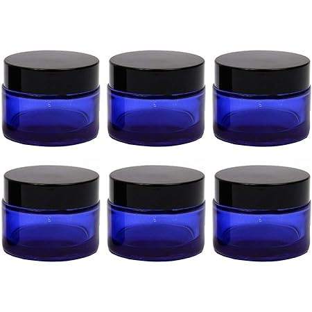 Amazon Co Jp クリーム容器 遮光ジャー 6個セット アロマクリーム ハンドクリーム 遮光瓶 ガラス 瓶 アロマ ボトル ビン 保存 詰替え 青色 ブルー 50g 6個 ドラッグストア