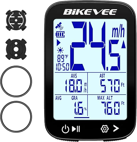 Bikevee Wireless GPS Bike Computer with Bluetooth App and 2.4" Display
