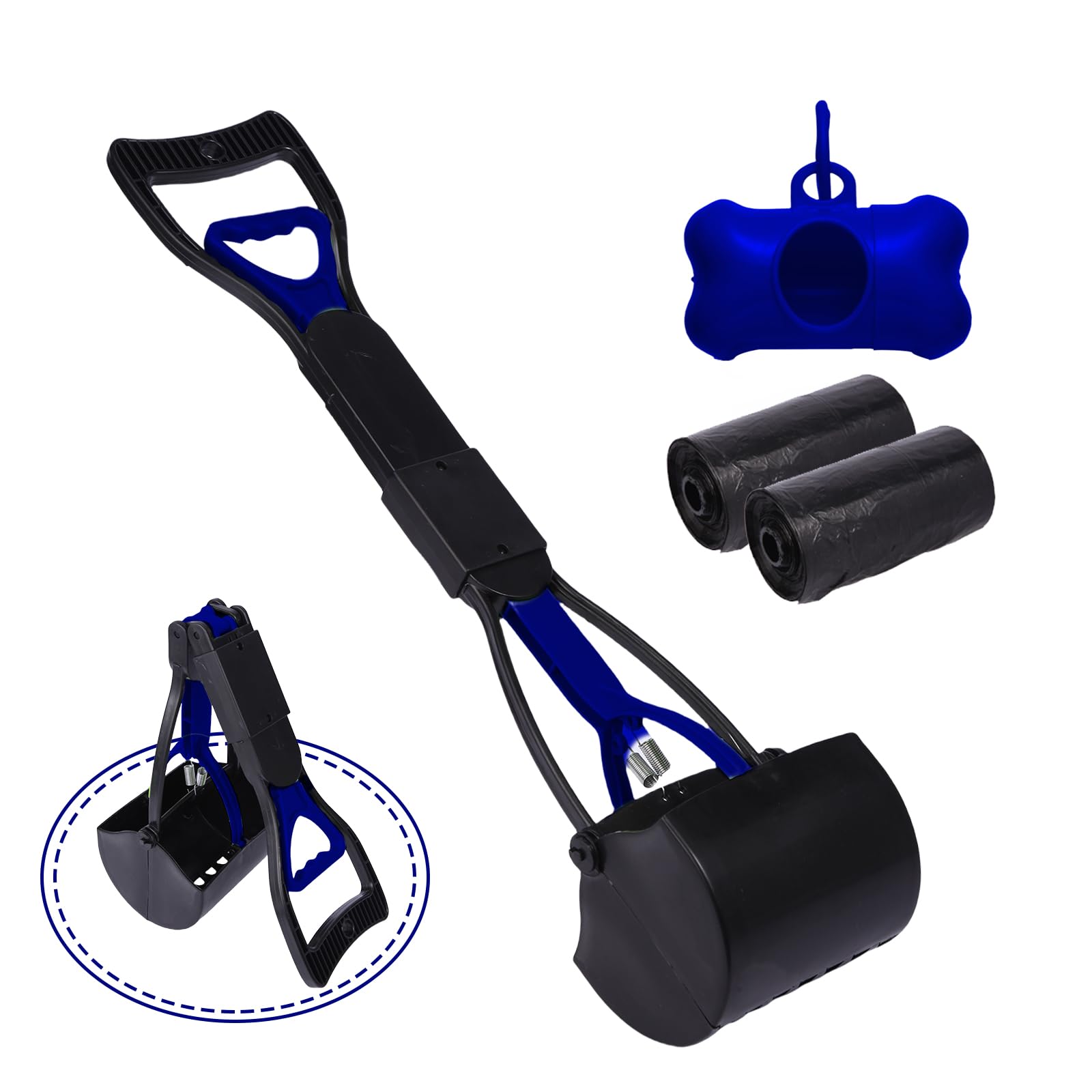 70cm Pelle à Crotte pour Chien,Pelle Crotte Chien,Cuillère à Caca Pliable pour Chien,Matériau Non Facile à Casser,Durable(Bleu)