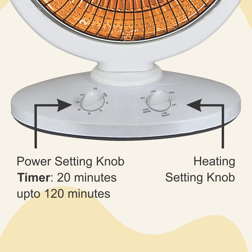 Baltra Sun Heater BTH136 900 Watt | Electric Room Heater For Home | 2 Heat Setting | Tip Over Switch for Protection | Angle Adjustment | ISI Mark | 1 Year Warranty (White) 2