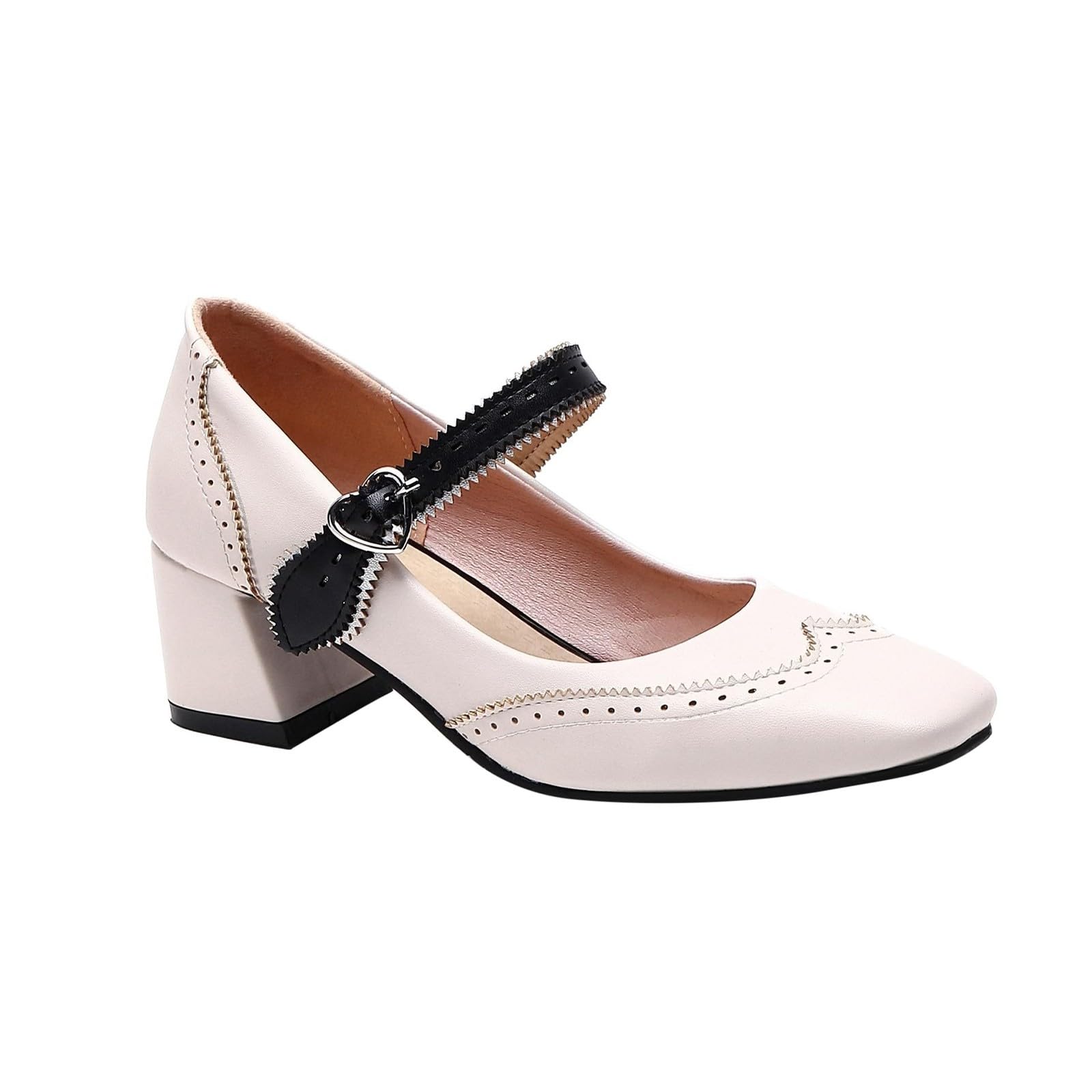 Scarpe Mary Jane da Donna con Tacco Medio e Punta Quadrata/A
