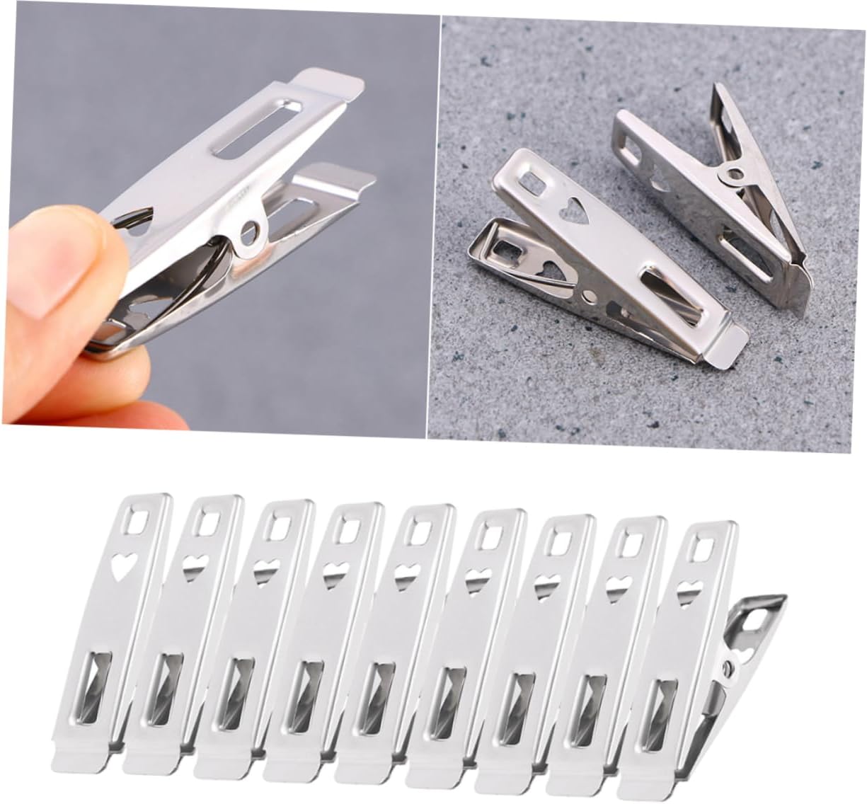 60pcs Stainless Steel Clothespins Heavy Duty Windproof Clothes Clips for Laundry Multi-Purpose Utility Towel Hangers for Home Office Dorm Use