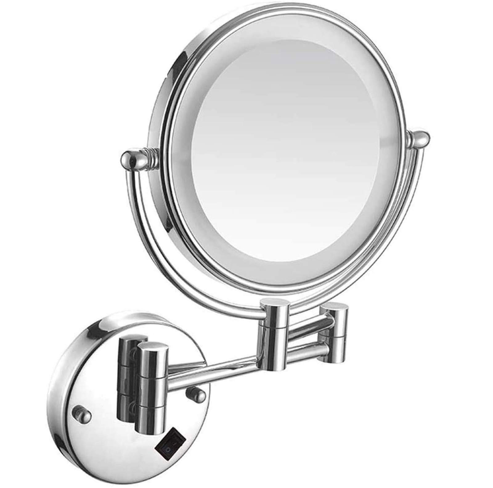 GPDNBIEU, Wall Mounted, Magnifying 5X, Round Make Up Mirror 360 Rotation for Makeup,USB Rechargeable(Chrome)