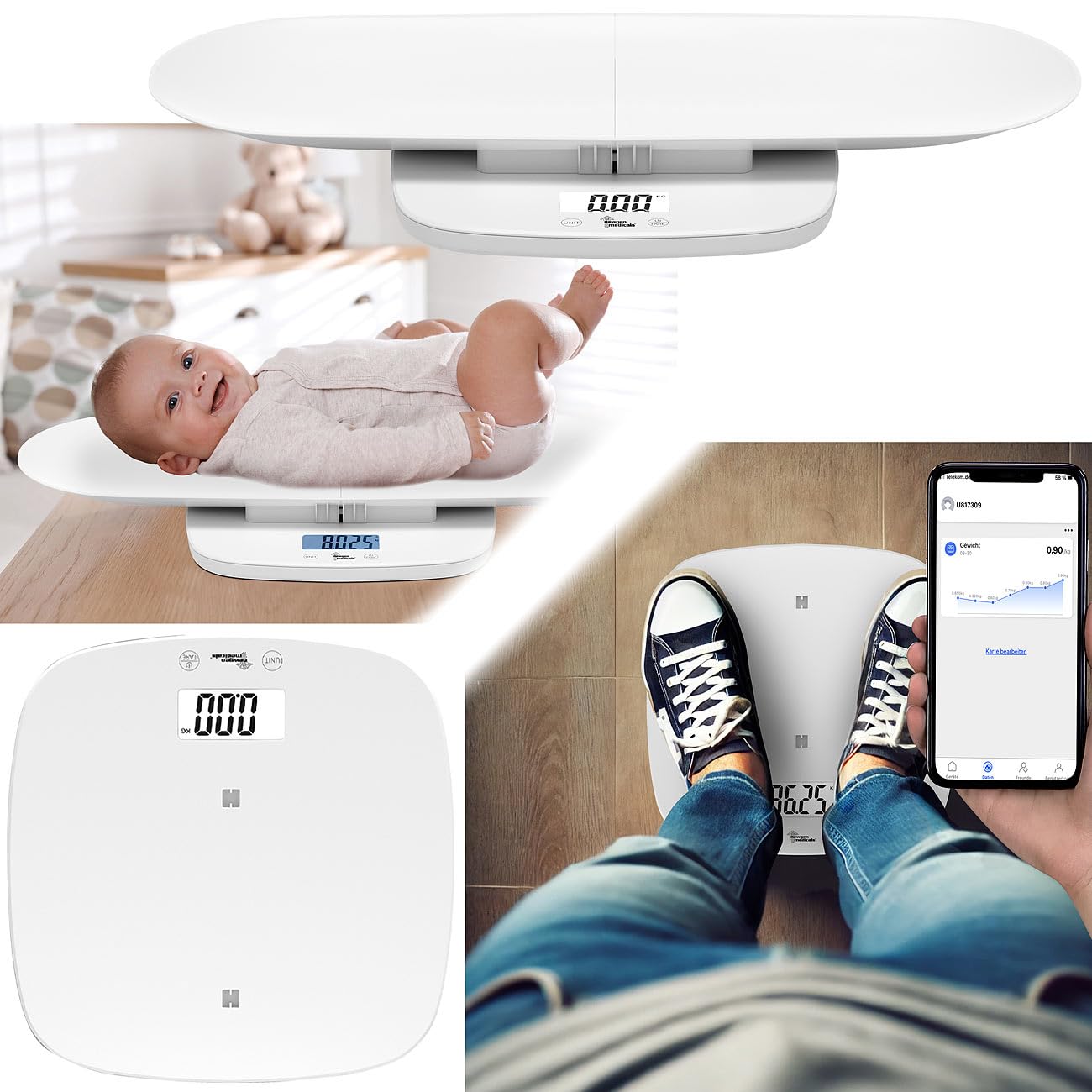 Pèse-personne et balance bébé connecté rechargeable [newgen medicals]