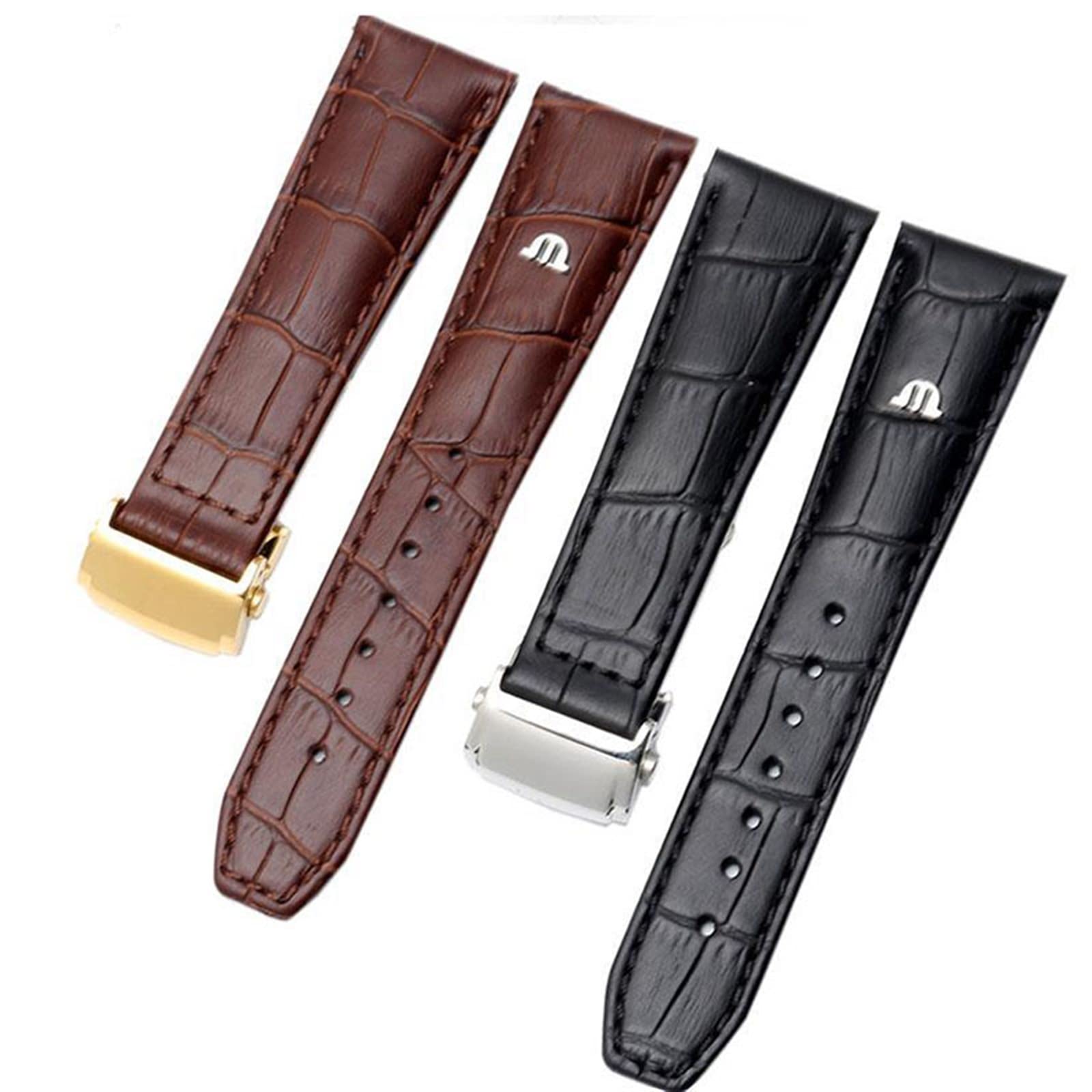 Schwarzbraunes 20mm 22mm Echtleder-Armband, für Maurice Lacroix Uhrenarmband mit Faltschließe