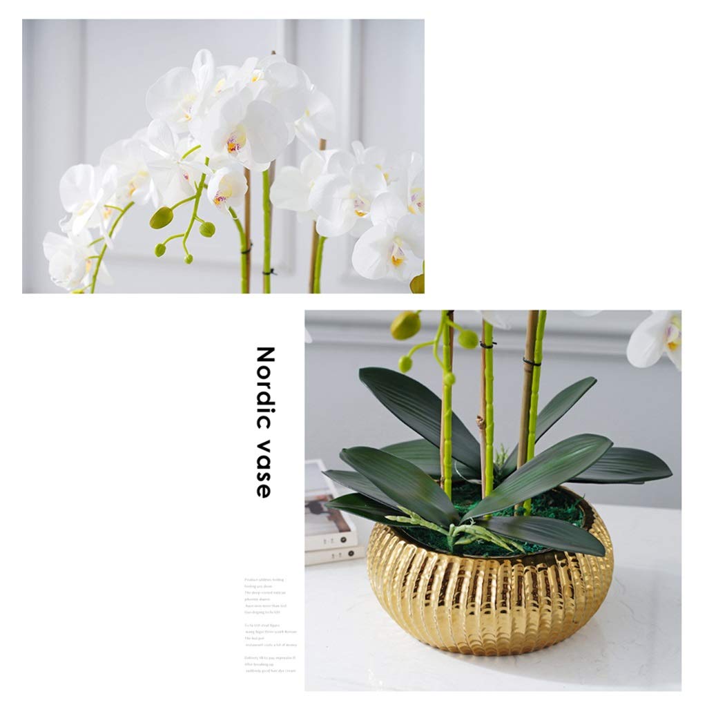 Sztuczne Kwiaty, Sztuczne Storczyki, Dekoracja - Prawie Naturalne Kwiaty Phalaenopsis, Doniczkowe Storczyki, Dekoracja Ogrodowa Z Wazonem, Dekoracja Do Domu/Kuc