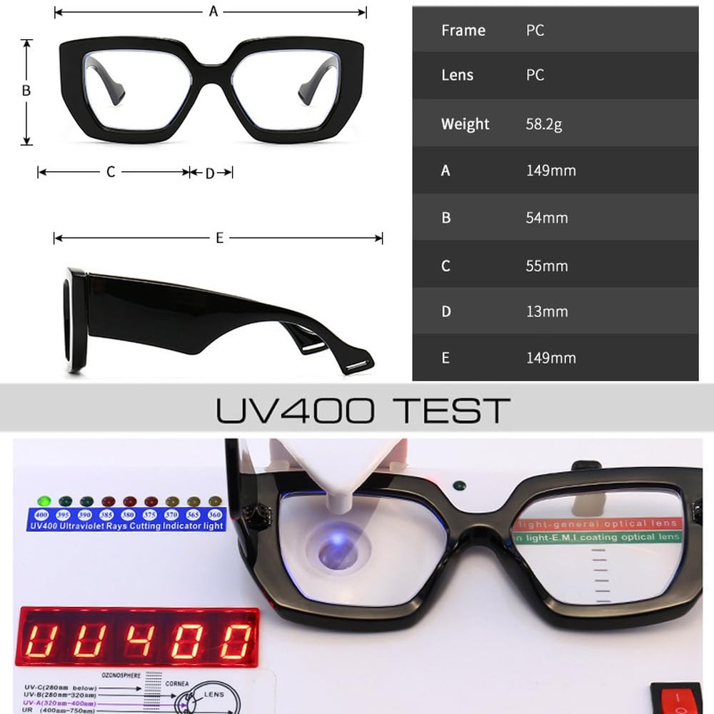 Okulary przeciwsłoneczne damskie Fashion Square z przezroczystymi soczewkami, okulary przeciwsłoneczne męskie, oprawki UV400