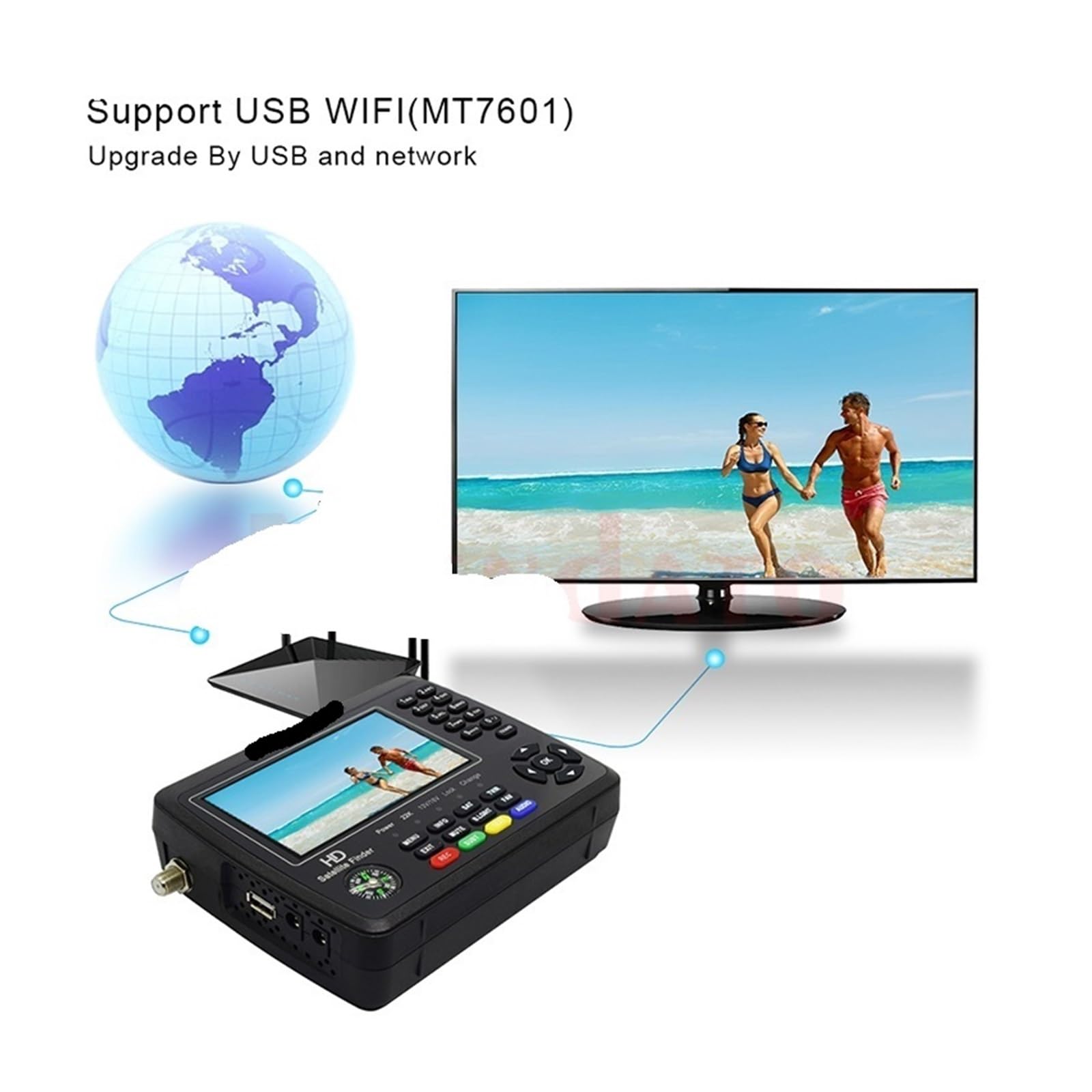 V10 Finder MAX+ 8MP - Localizador de satélite portátil HD DVB-S/S2/S2X/AHD H.265, medidor señal Digital Larga Espera