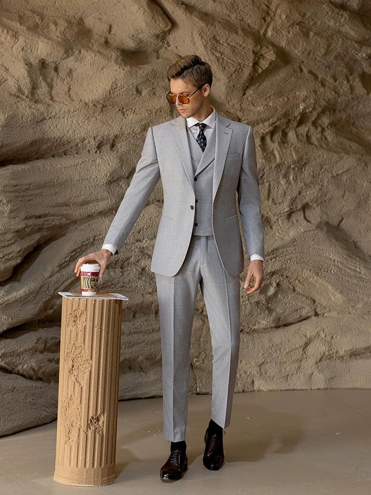 Uomo Abito 3 Pezzi Formale Matrimonio Affari Sposo Prom Un Bottone Tuxedos Giacca Gilet Pantaloni