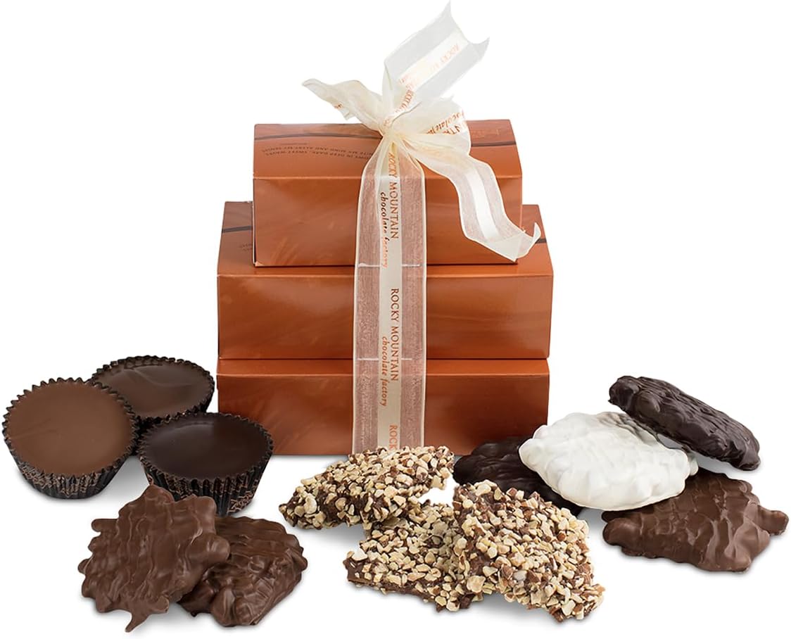 Rocky Mountain Chocolate Toffee, Bears, & Buckets Gift Tower | Chocolate Lover's Delight - Your Love for Sweetness in Every Bite! 33.2 Ounce