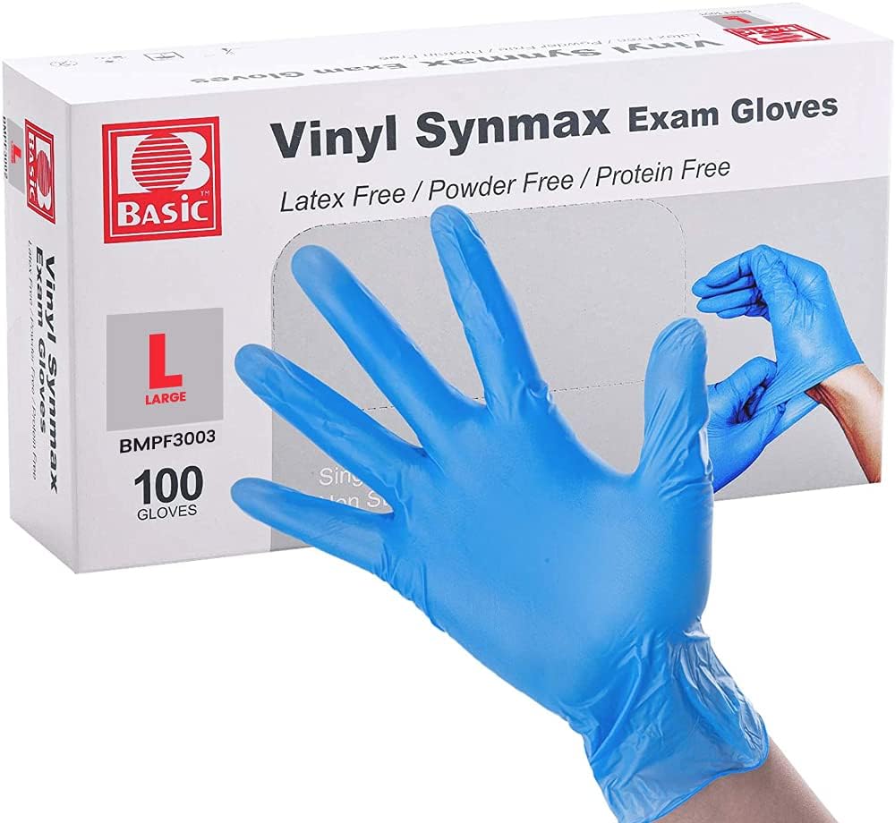 Ever Ready Disposable Vinyl Blue Exam Gloves, Powder-Free & Latex-Free Gloves