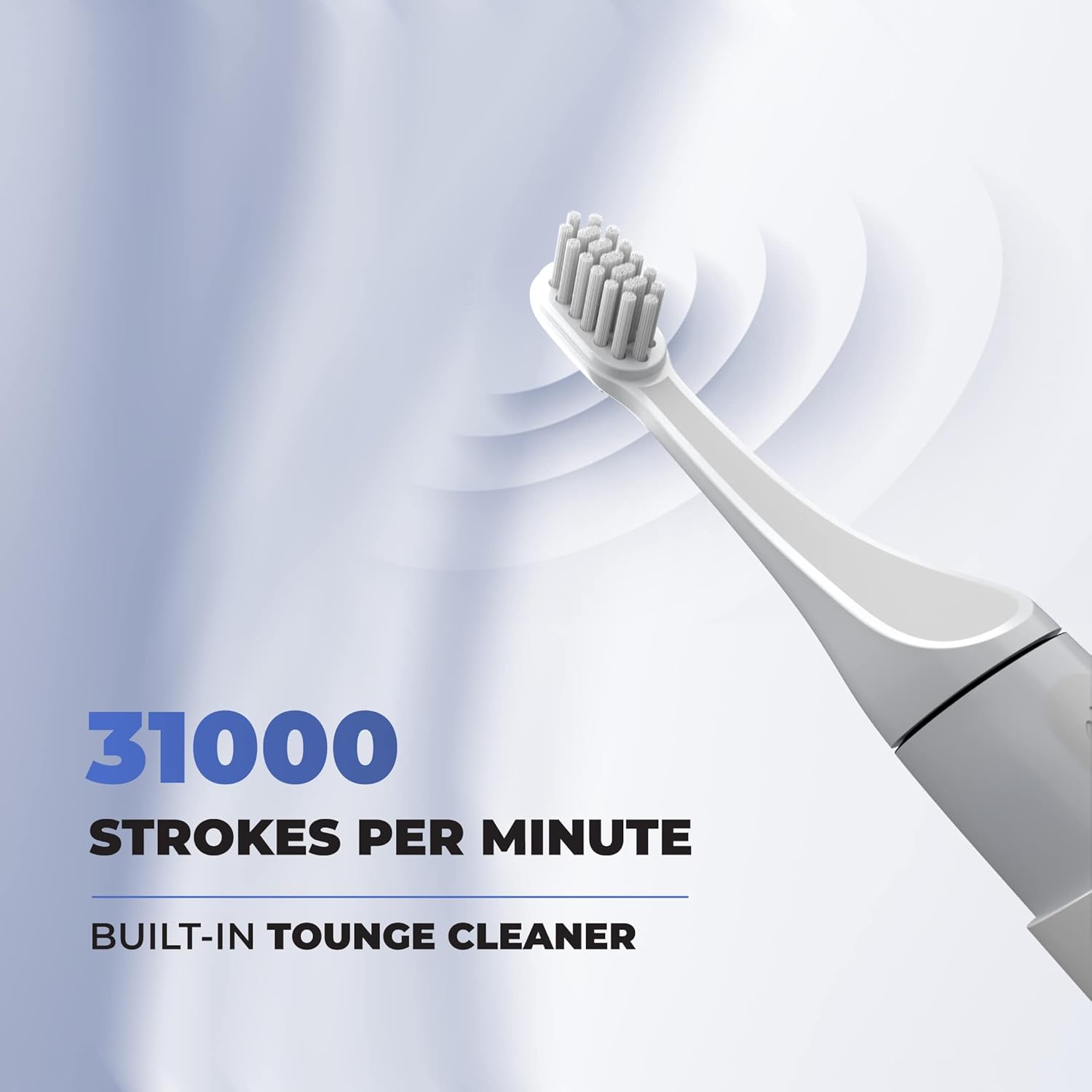 Hammer Ultra Flow 2.0 Electric Toothbrush and 2 Replaceable Brush Heads for Men and Women, 3 Brushing Modes, Rechargeable Battery, Waterproof, Super-Soft Bristles, Electric Toothbrush (White)