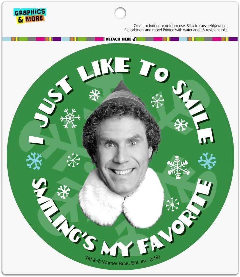 Elf Movie I Just Like to Smile Automotive Car Refrigerator Locker Vinyl Circle Magnet