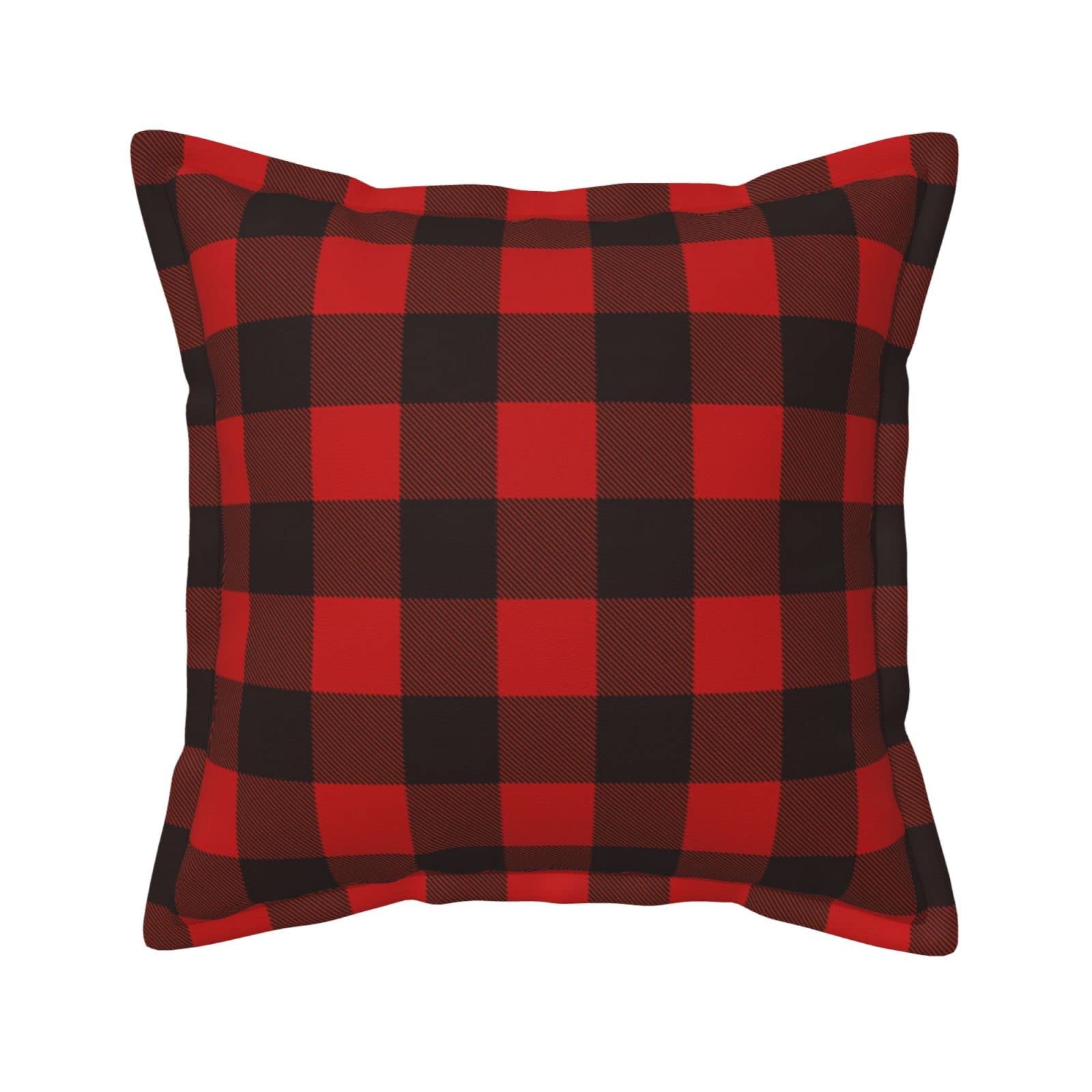 Housse de coussin de luxe cuir carreaux rouge noir 45,7 cm décoration maison