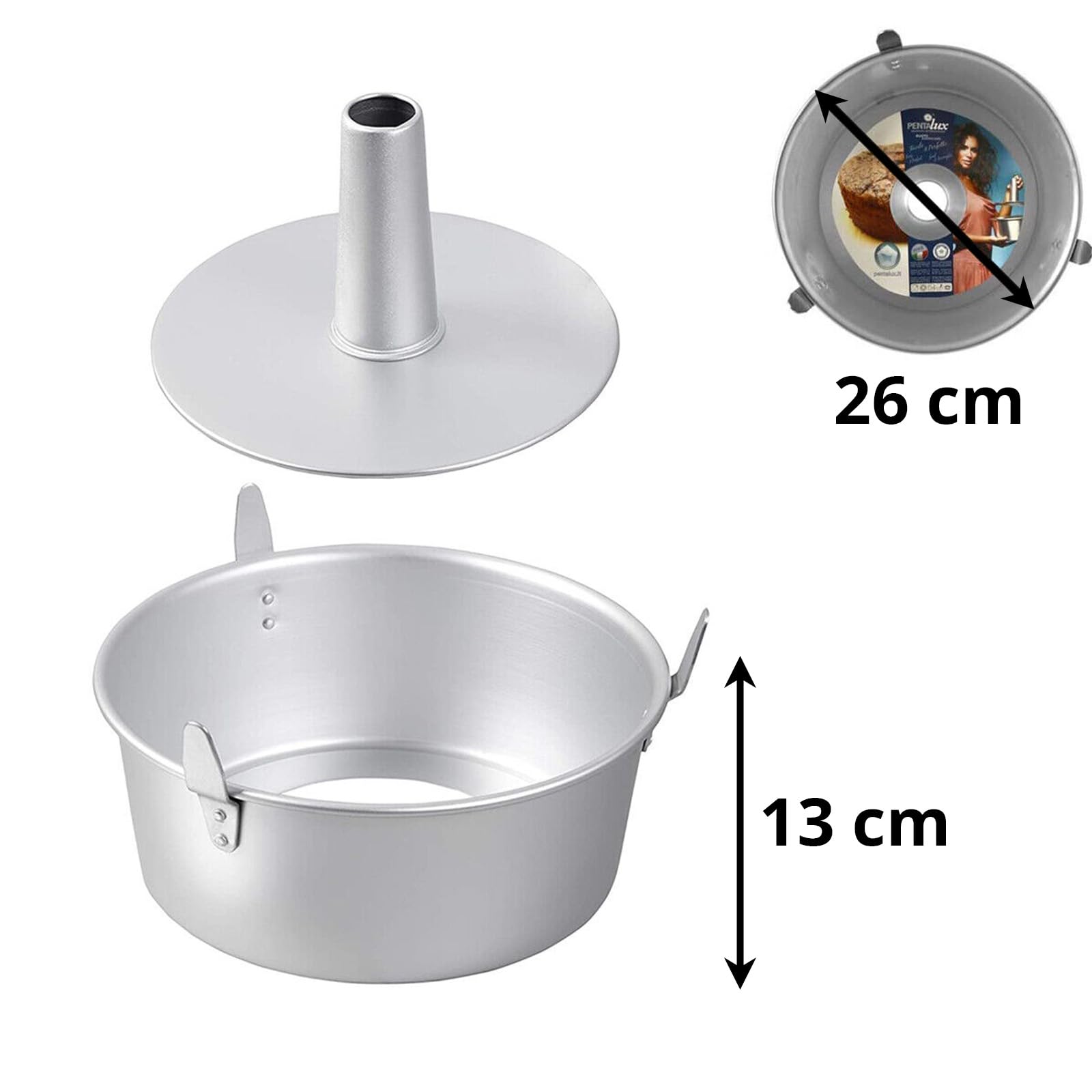 Sicignano Casalinghi Stampo Forma per Torta �26 cm, Ruoto Americano in Alluminio con Alette, Stampo per Chiffon Cake e Ciambellone GR.345