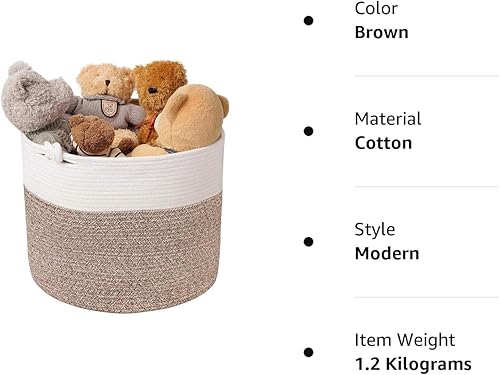 Miniatura 8 de Goodpick Cesta de almacenamiento tejida, canasta pequeña para ropa de 15 x 14.2 pulgadas, canasta de almacenamiento de juguetes, canasta de cuerda