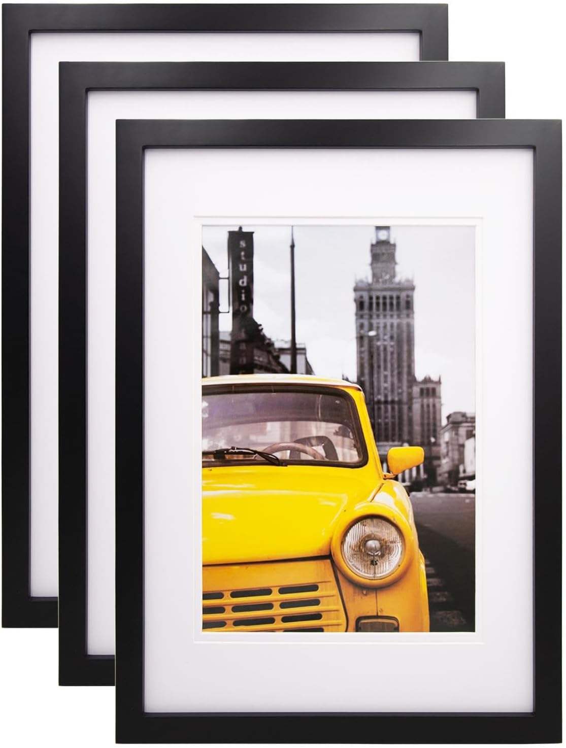 EGOFINE A3 Photo Frames Black Set of 3 Solid Wood Frames 29.7 X 42 cm