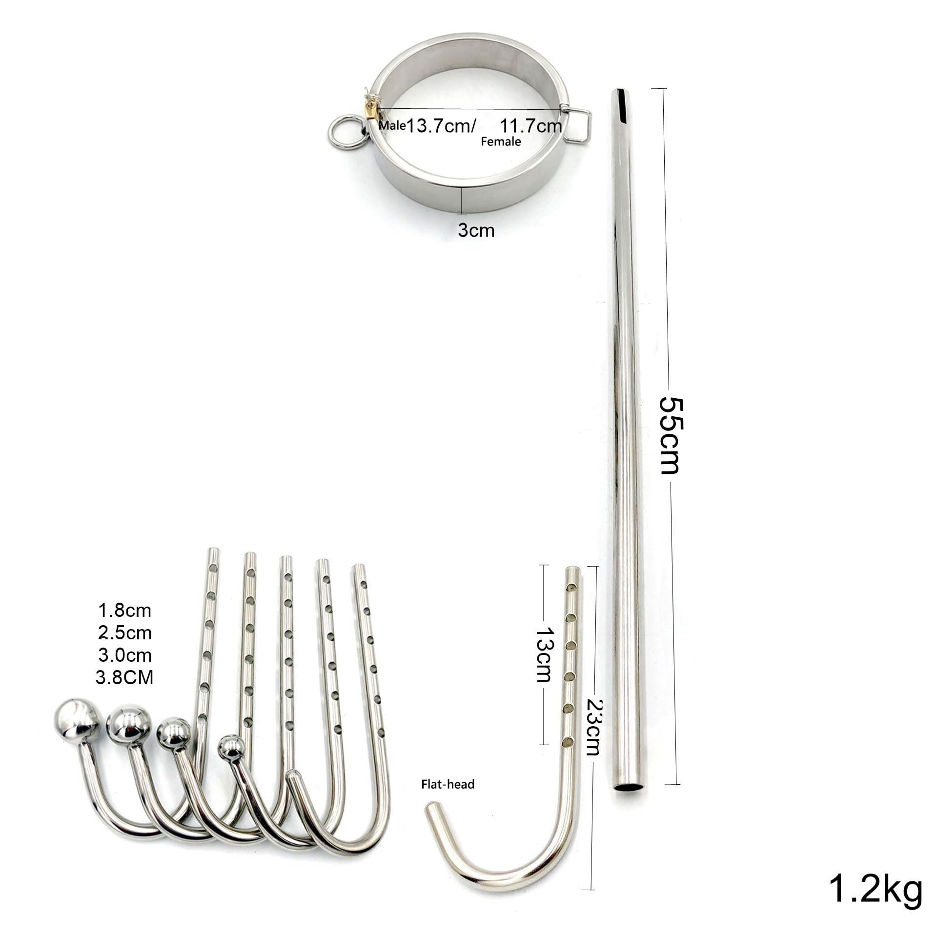 Metal Stainless Steel Collar/Neck Collar Anal Plug Butt Hook Lockable Adjustable Bondage Set Restraints Set Extreme BDSM Bondage Slave Restraints Sex Toys for Women Men Couples