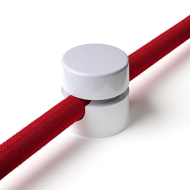 3 unidades - Columpios de dos piezas para cables textiles, soporte para cables de lámpara, color blanco