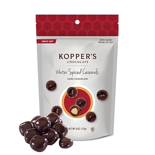 Koppers Kopper's Winter - Caramelos especiados cubiertos de caramelos de chocolate negro, rellenos de calcetines de Navidad, relleno de cesta de