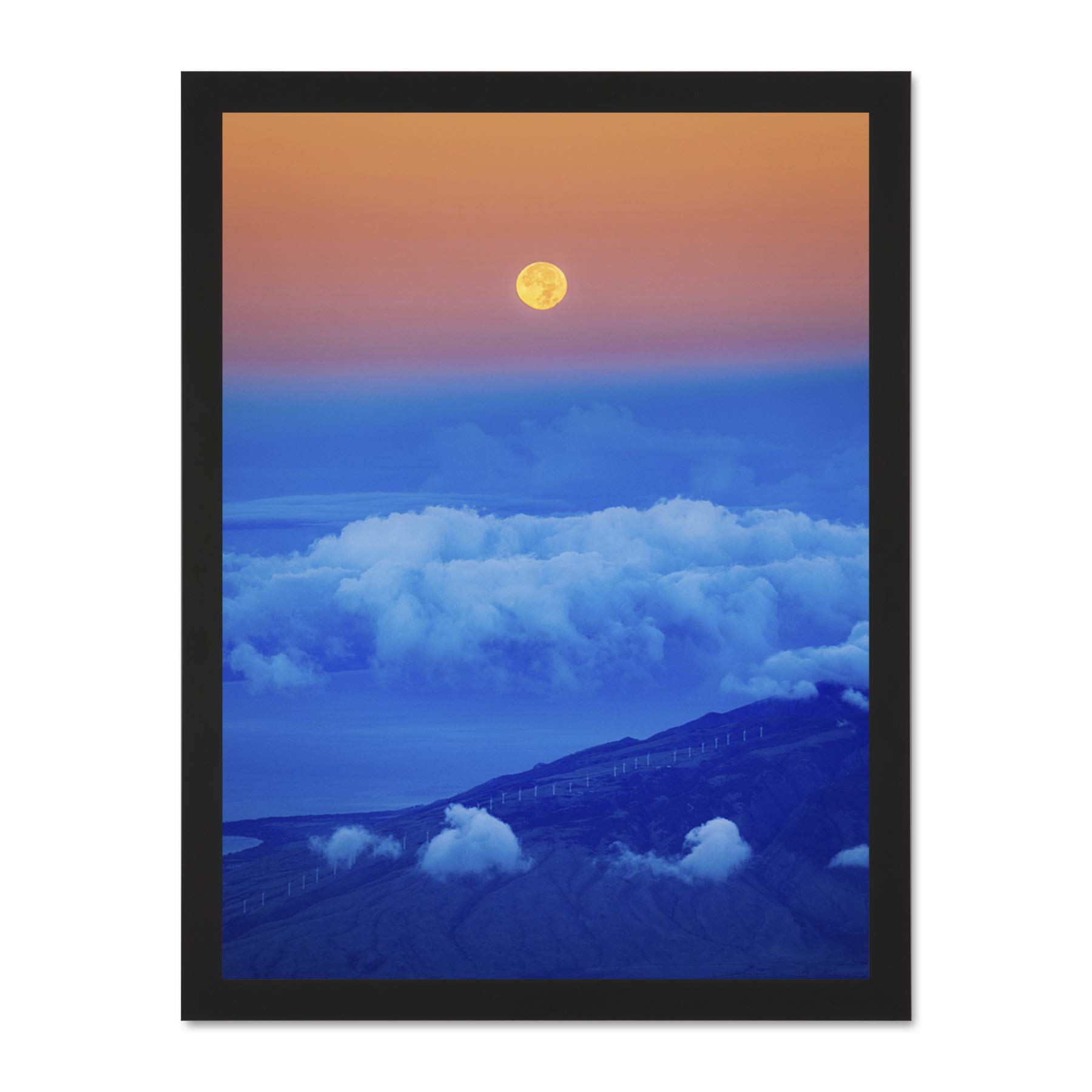 Repponen Haleakala Volcano Moon Large Framed Art Print Poster Wall Decor 18x24 inch