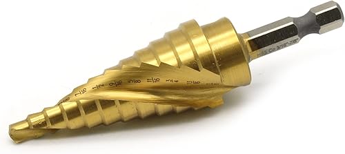 Miniatura 2 de TEMO Taladro de paso de flauta en espiral de cobalto M35 Unibit con revestimiento de titanio, 12 tamaños de 316 pulgadas (0.189 in) a 78 pulgadas