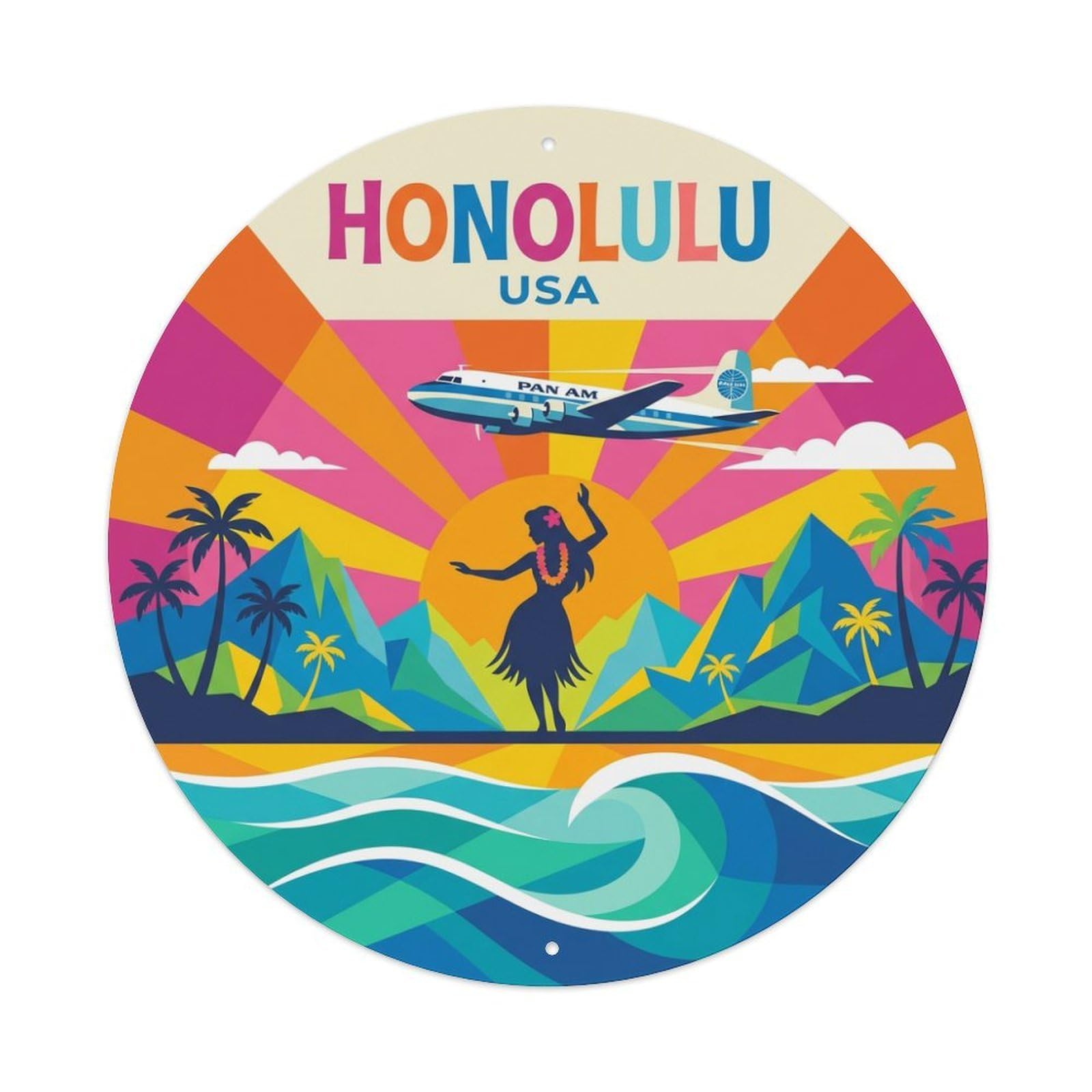 Vintage Travel Honolulu Hawaii Joy Metal Tin Sign