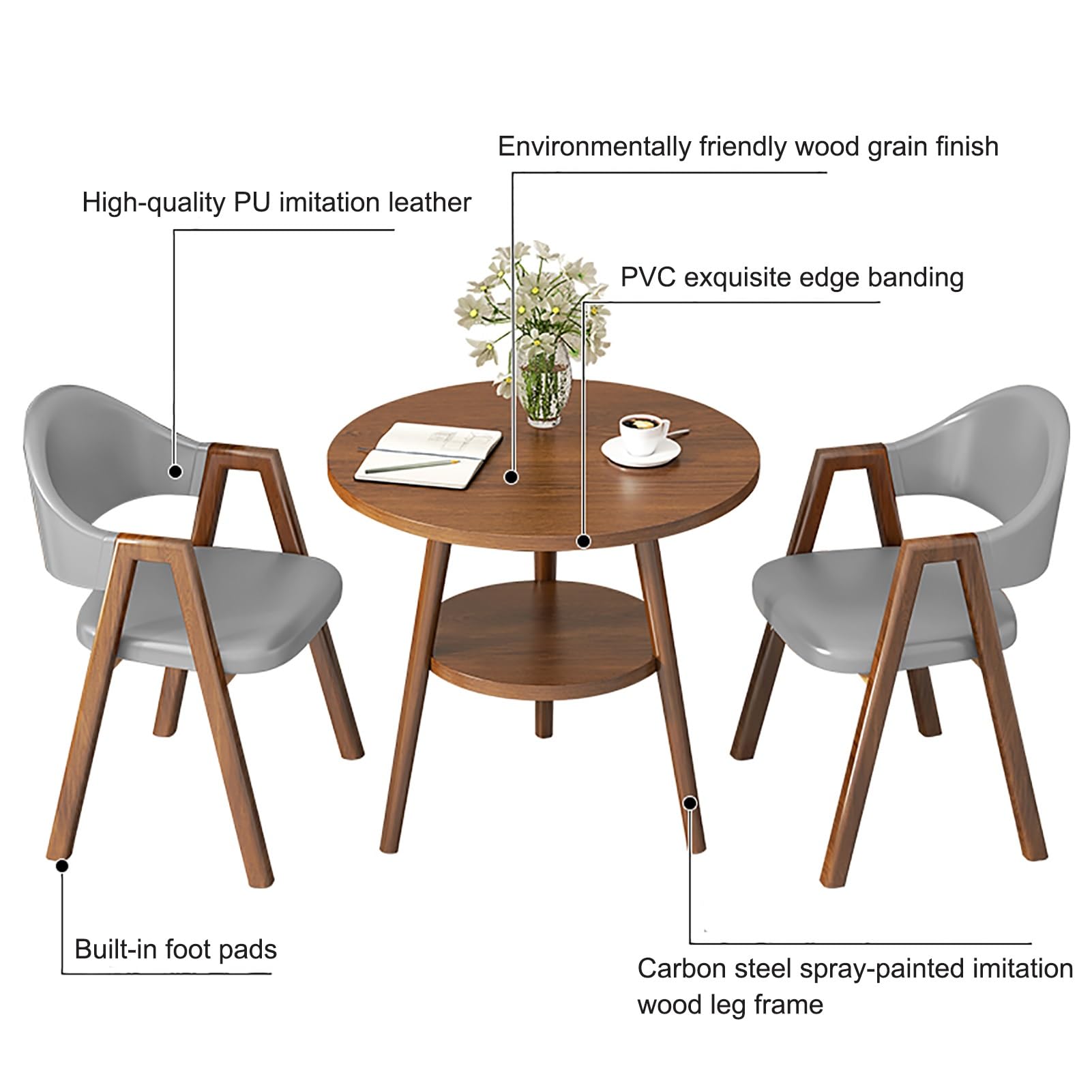 Conjunto de mesa y sillas para recepción de oficina, mesa y sillas para negociaciones, mesa de centro de negocios, mesa y sillas de ocio, adecuado para salón, sala de estar, cocina (amarillo).