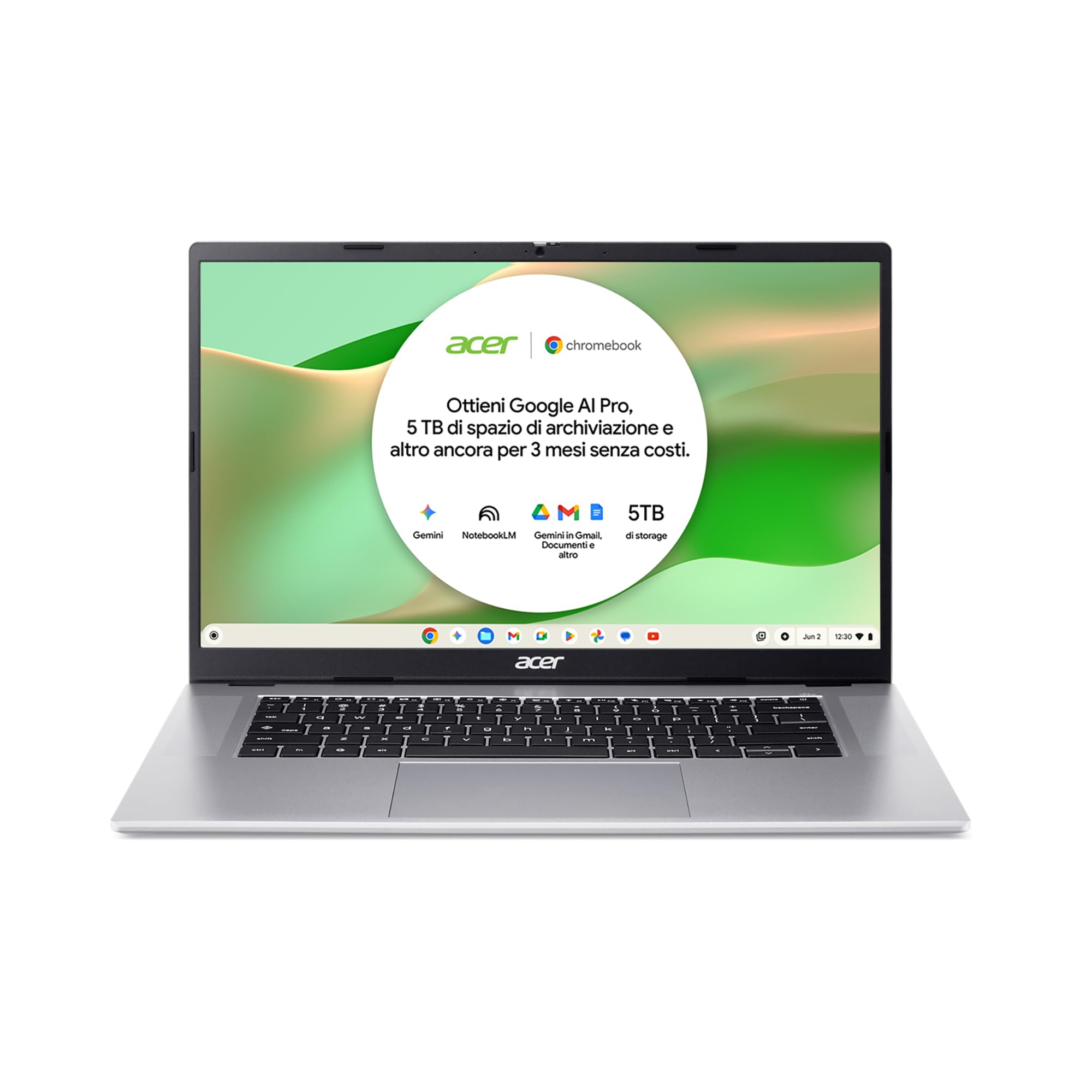 Acer Chromebook 315 | 15.6" | Kompanio 540 | 4GB | 64GB | ChromeOS | 15.6" FHD | MediaTek Kompanio 540 | 4GB RAM | 64GB eMMC | Tastiera IT QWERTY | ChromeOS | Alimentatore non incluso