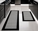 SIANIRA Alfombra Cocina (Negro, Set 2 Piezas (44x75 + 44x150 cm))