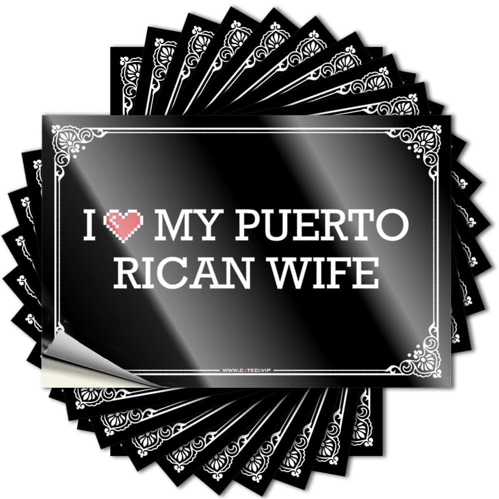 Fzfn Men's Colour I Love My Puerto Rican Wife Decals Garage Accessories For Self Adhesive | Love Window Vinyl Sticker Pack For Summer(8X12cm)