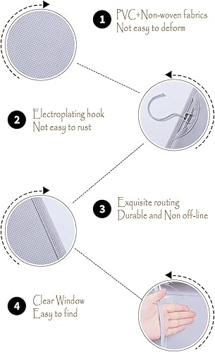 Vista 4 de MURRI&MURRDI Paquete de 2 organizadores de bolsos colgantes para armario, soporte de almacenamiento de bolso con 8 bolsillos de PVC transparente