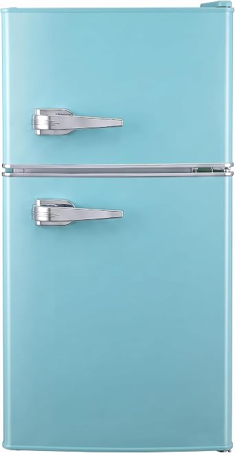 Retro Mini Fridge with Freezer 3.2 Cu Ft 2-Door oceanblue
